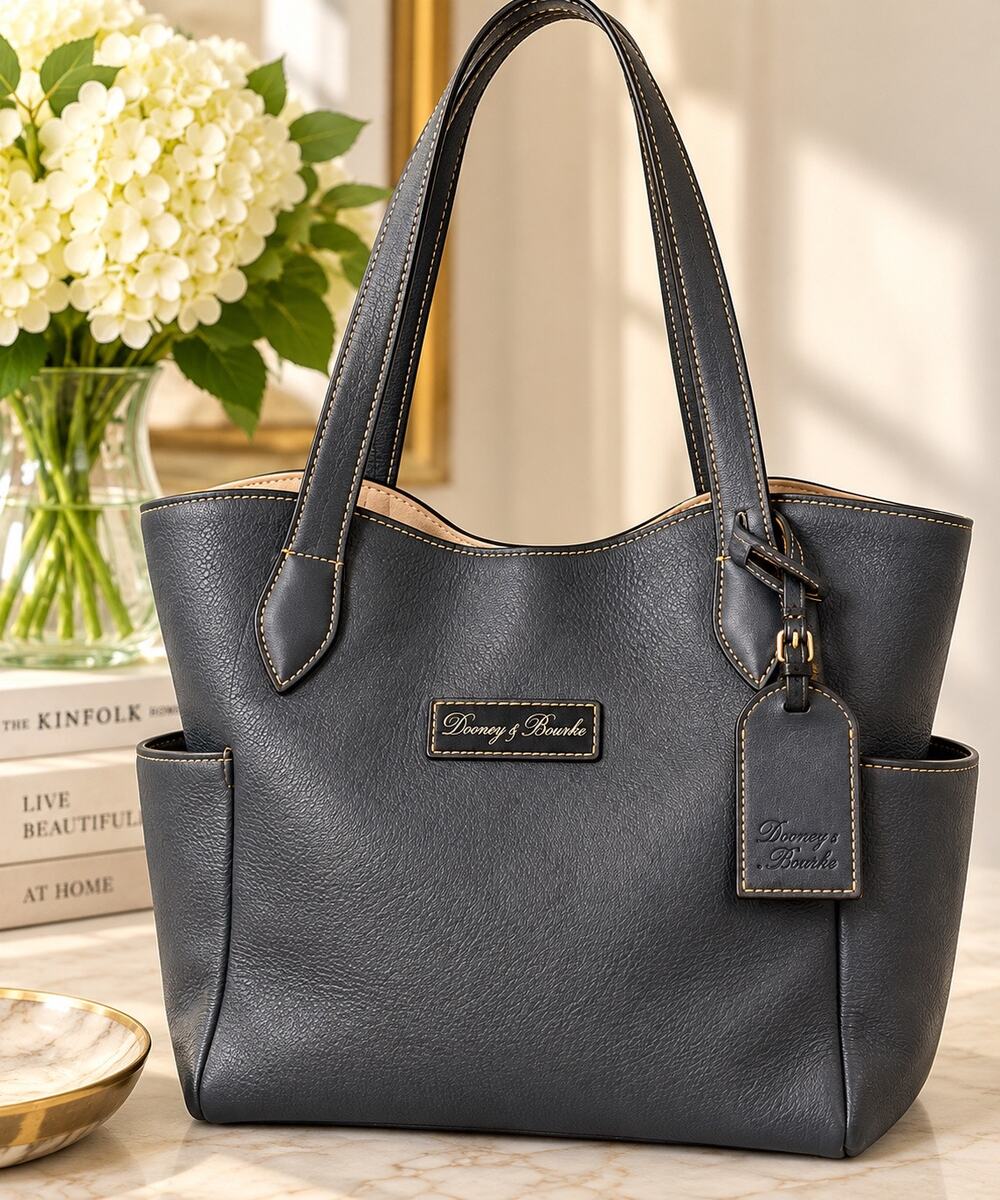 Dooney & Bourke Pebble Leather Tote Charcoal Gray + Certificate